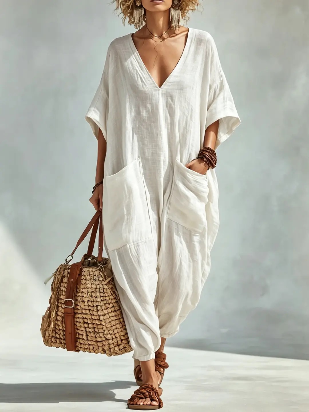 Oversized linen-look jumpsuit – relaxed, comfortable & effortlessly stylish