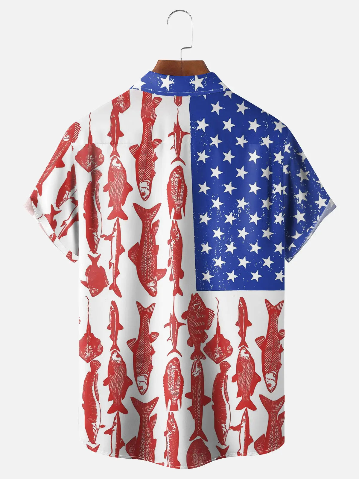Men's American Flag Fishing Short Sleeve Shirt