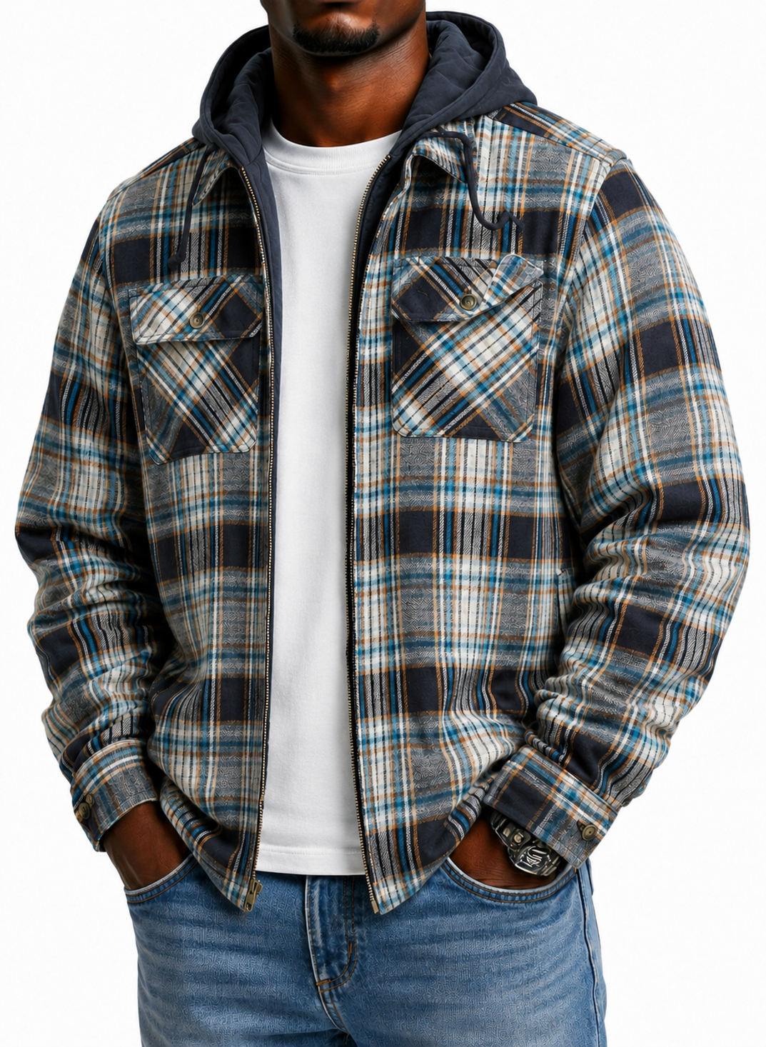 Men's Maplewood Hooded Flannel Shirt Jacket