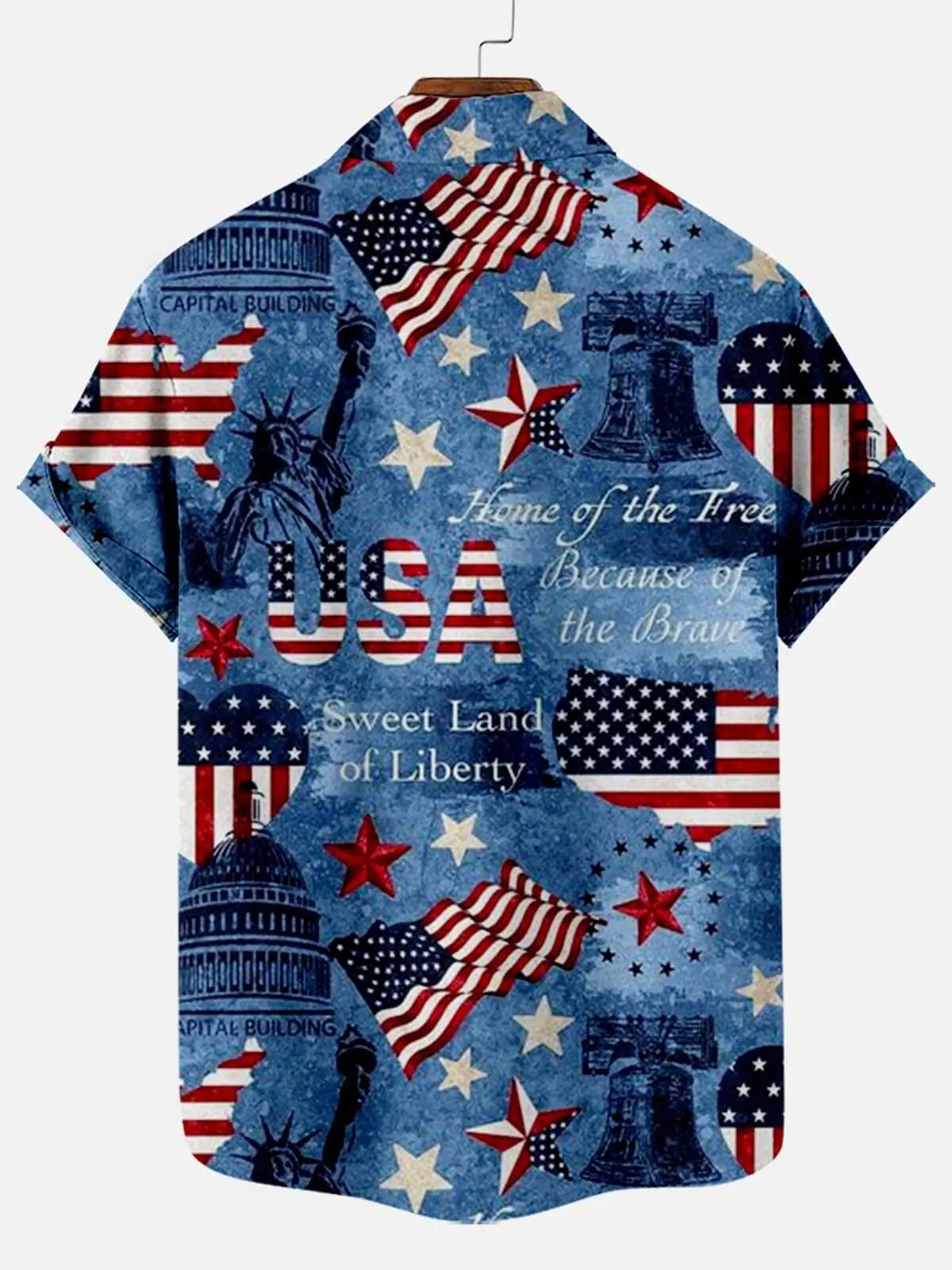 Men's 1776 Independence Day Flag Pattern Short Sleeve Shirt