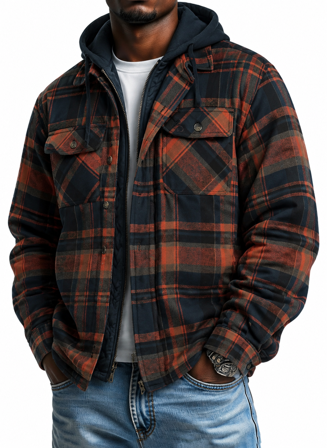 Men's Maplewood Hooded Flannel Shirt Jacket