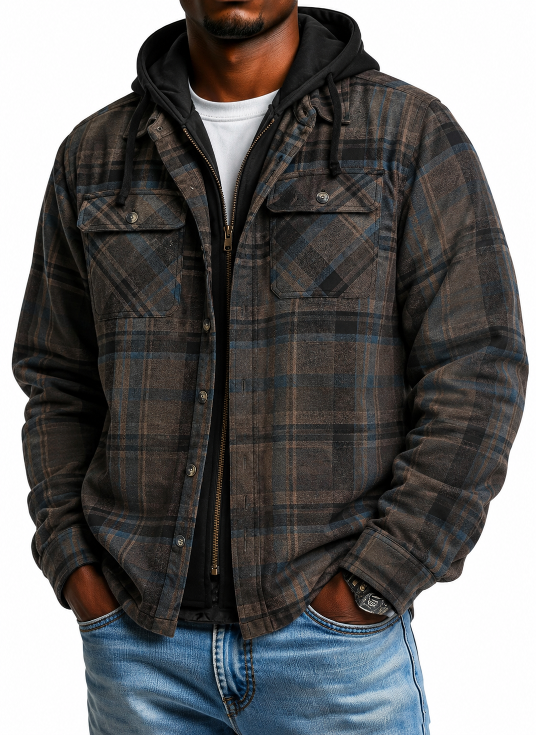 Men's Maplewood Hooded Flannel Shirt Jacket