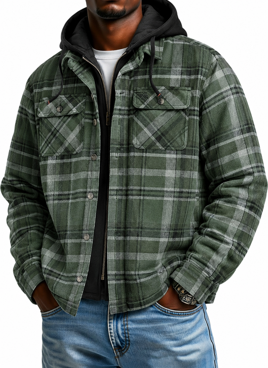 Men's Maplewood Hooded Flannel Shirt Jacket