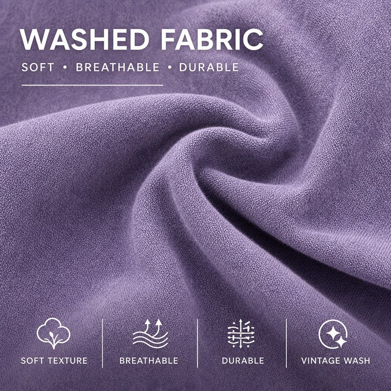 100% Washed Cotton Fabric Detail &mdash; Soft Texture, Breathable Comfort, Durable Weave, Vintage Wash