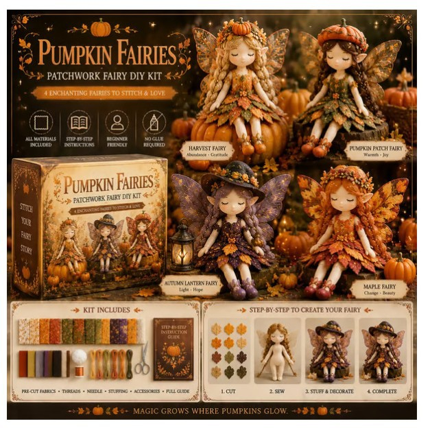Patchwork Fairy DIY Kit Collection — Pumpkin Fairies theme product image