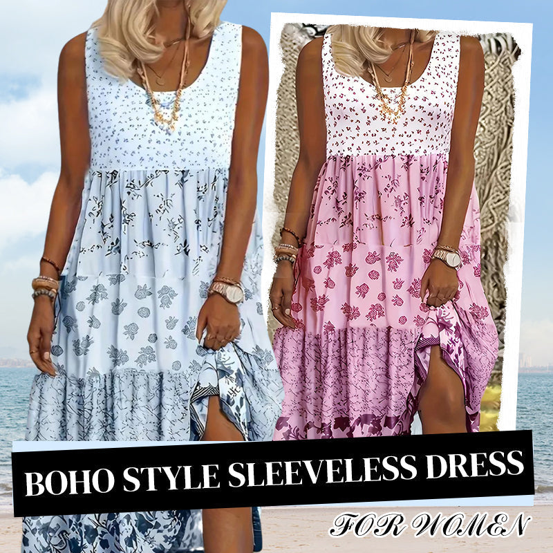 Boho Floral Sleeveless Maxi Dress