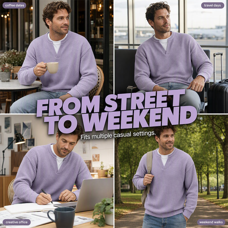 ⏰ Last Day 69% Off 🔥Layered Comfort Waffle Tee