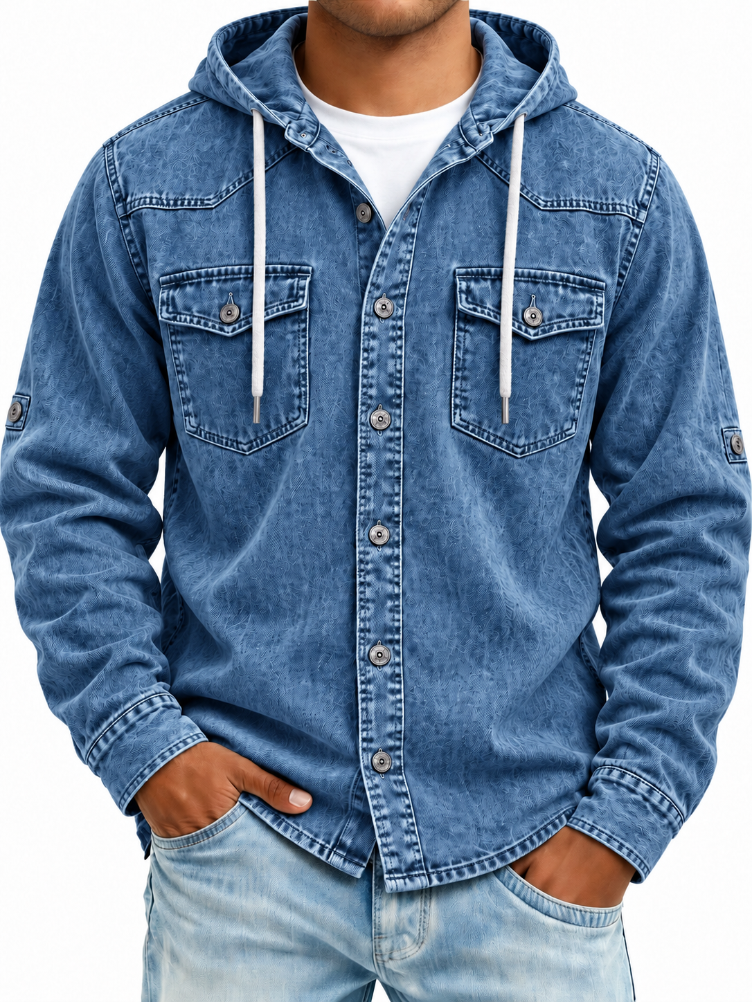 Vintage Washed Hooded Western Shirt