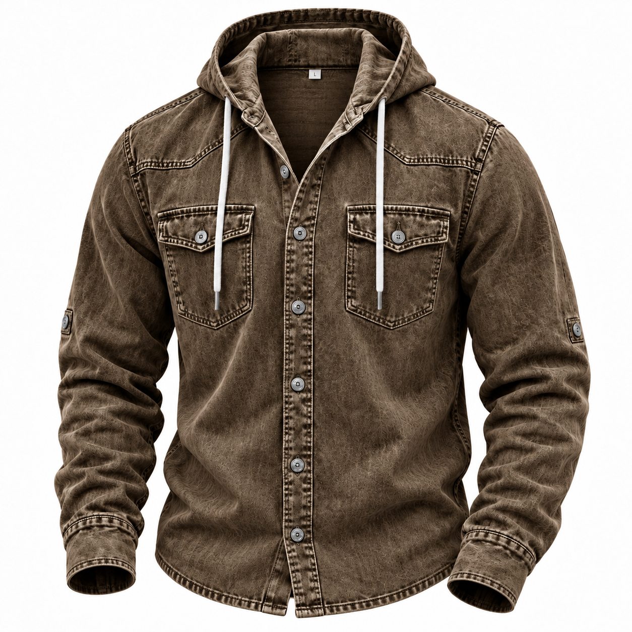 Vintage Washed Hooded Western Shirt