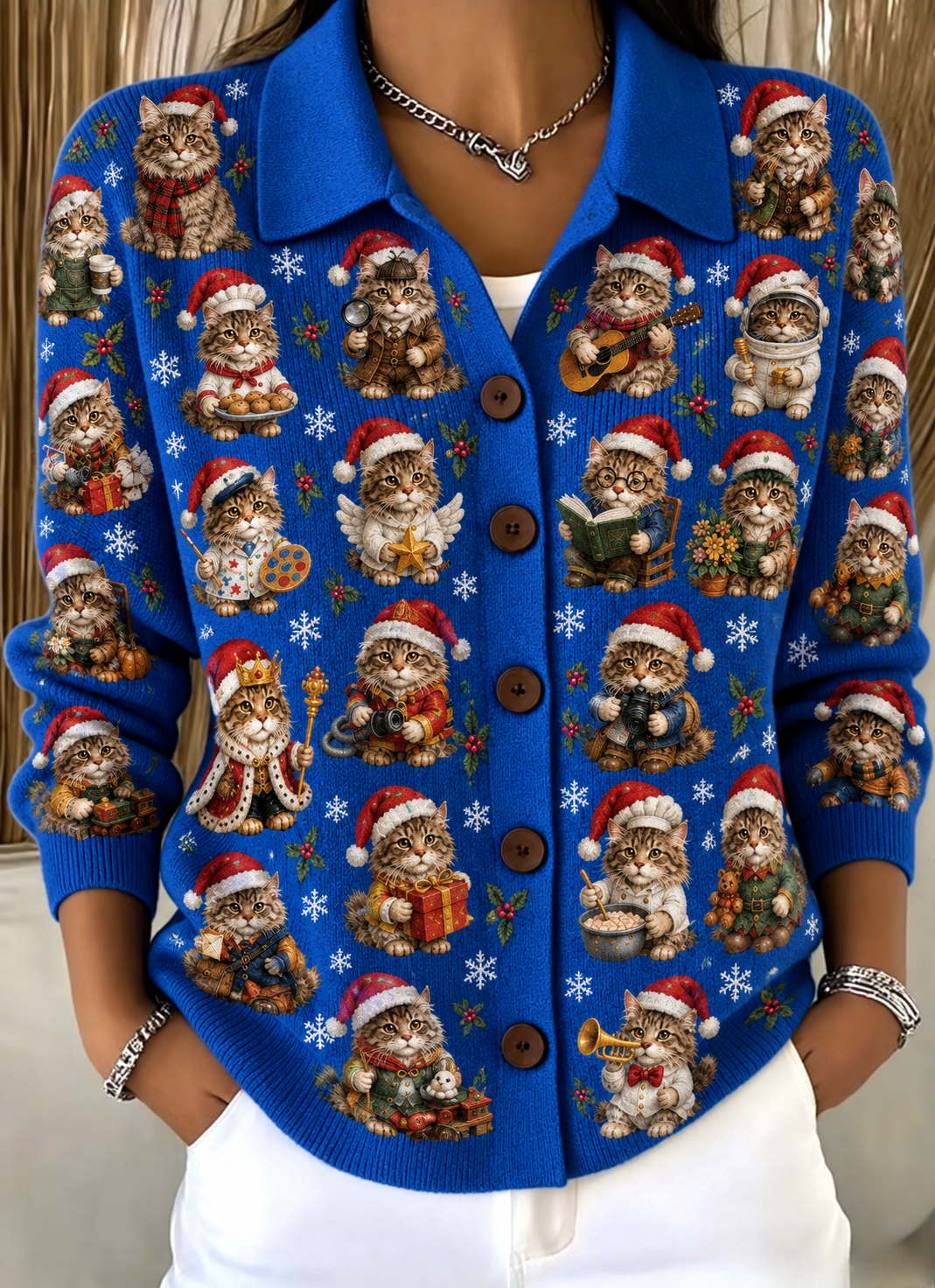 Midnight Navy Blue Christmas Cardigan