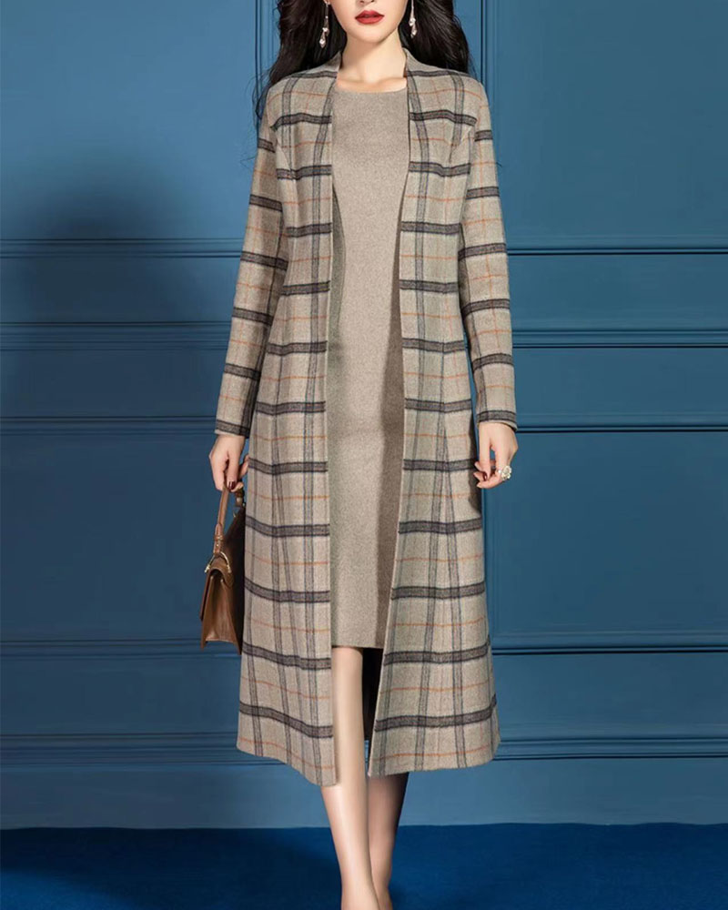 Fashion Blue Plaid Printed Two Piece Set