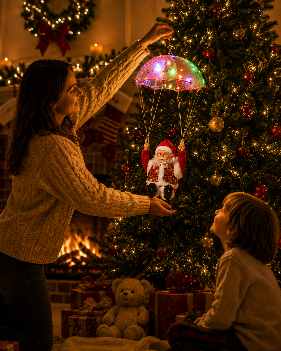 🎄Christmas Early Bird Sale - ✨LAST DAY 49% OFF- Light-Up Parachuting Santa Christmas Decoration 🎅💎
