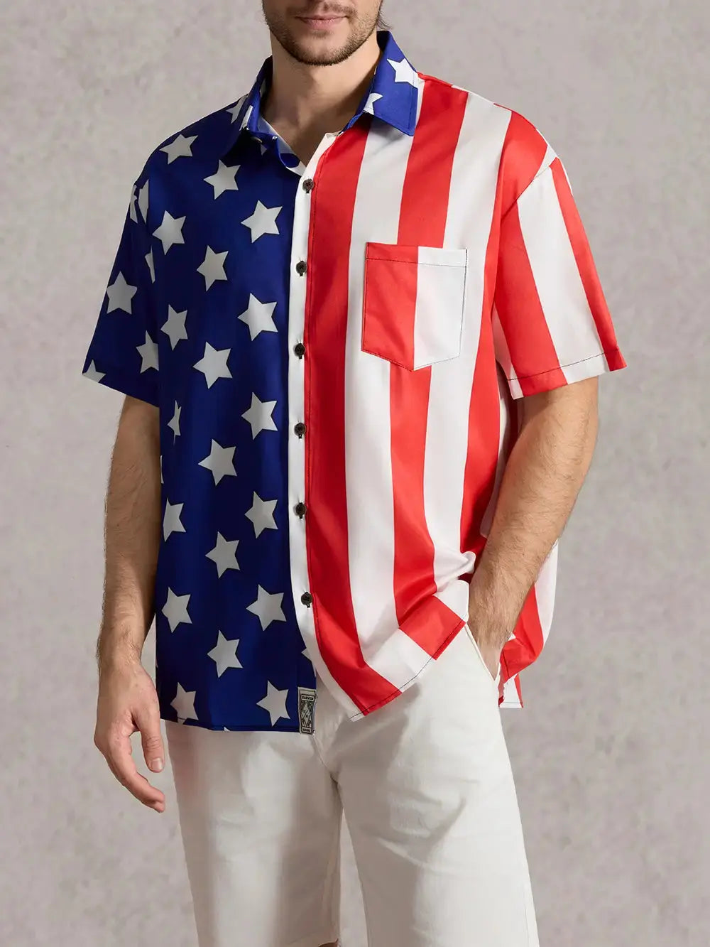 Men's Independence Day Striped Star Pattern Short Sleeve Shirt
