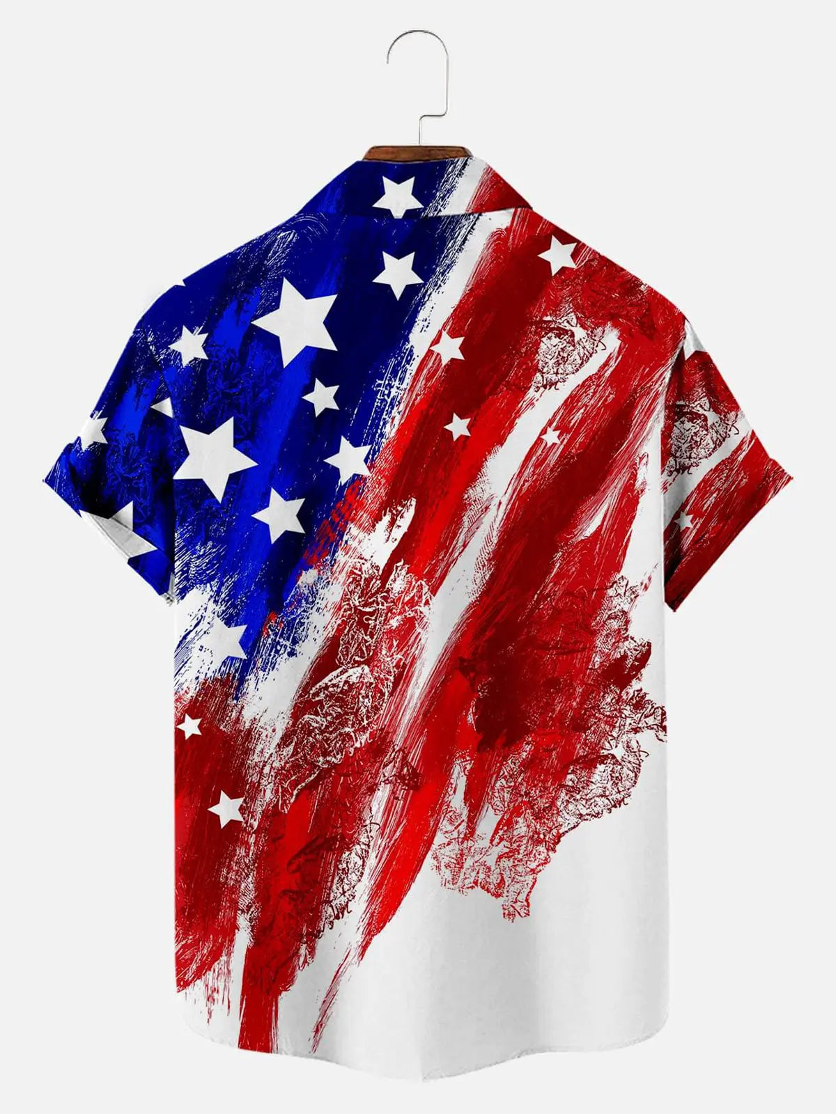 Men's Independence Day Abstract Flag Short Sleeve Shirt