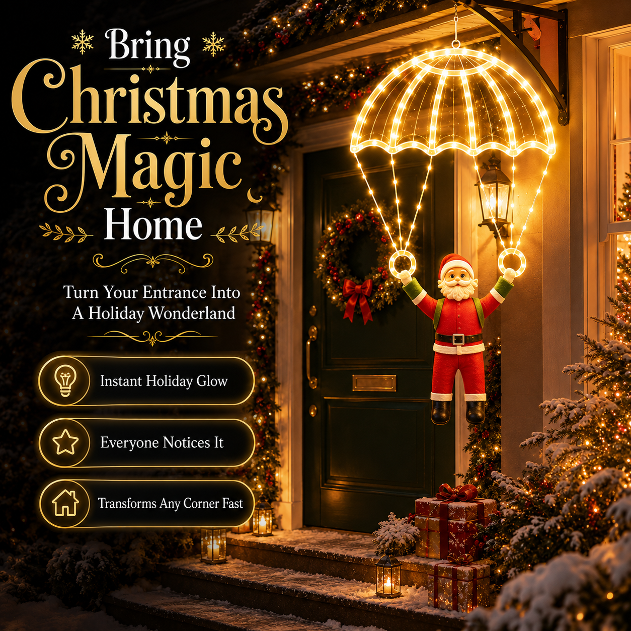🎄Christmas Early Bird Sale - ✨LAST DAY 49% OFF- Light-Up Parachuting Santa Christmas Decoration 🎅💎