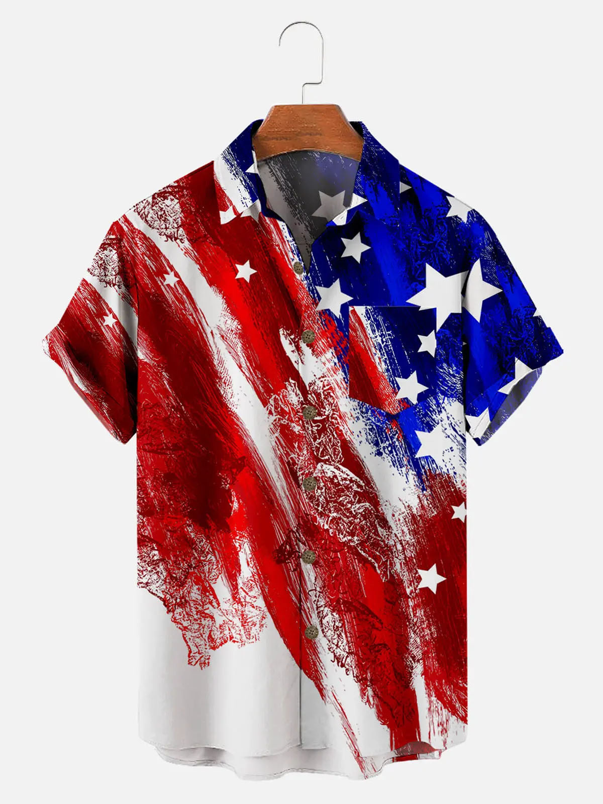 Men's Independence Day Abstract Flag Short Sleeve Shirt