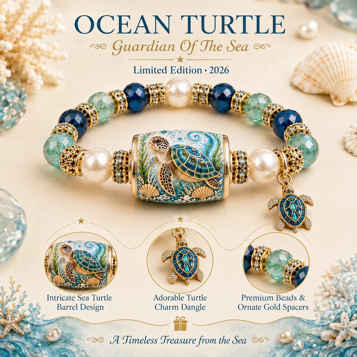 🔥Last Day 50% OFF - 🌊 Ocean Guardian Bracelet Collection | 7 Marine Creature Designs, Gemstone-Style Beads & Matching Sea Charms 🐚✨