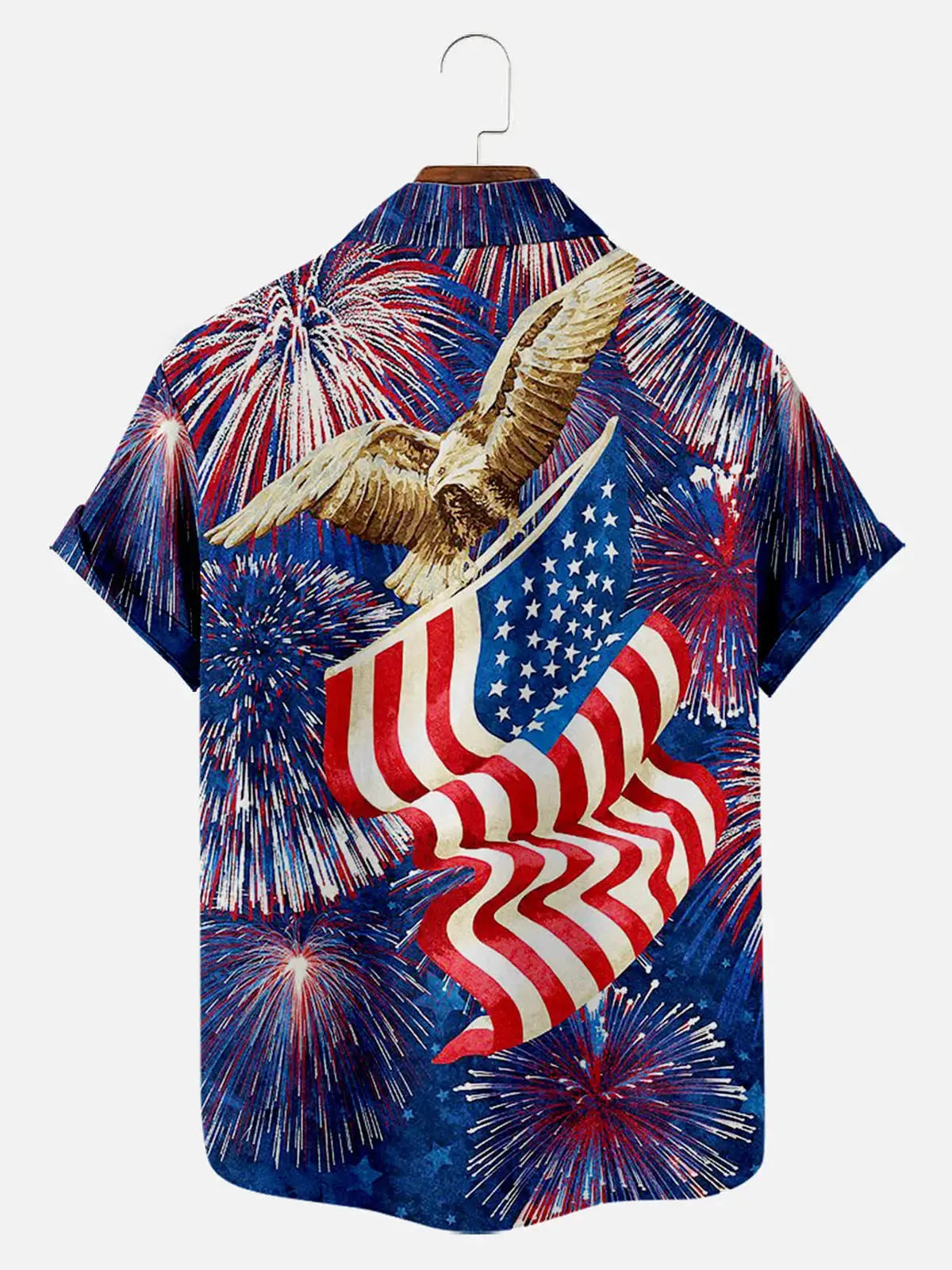 Men's Fireworks Eagle and Flag Short Sleeve Shirt