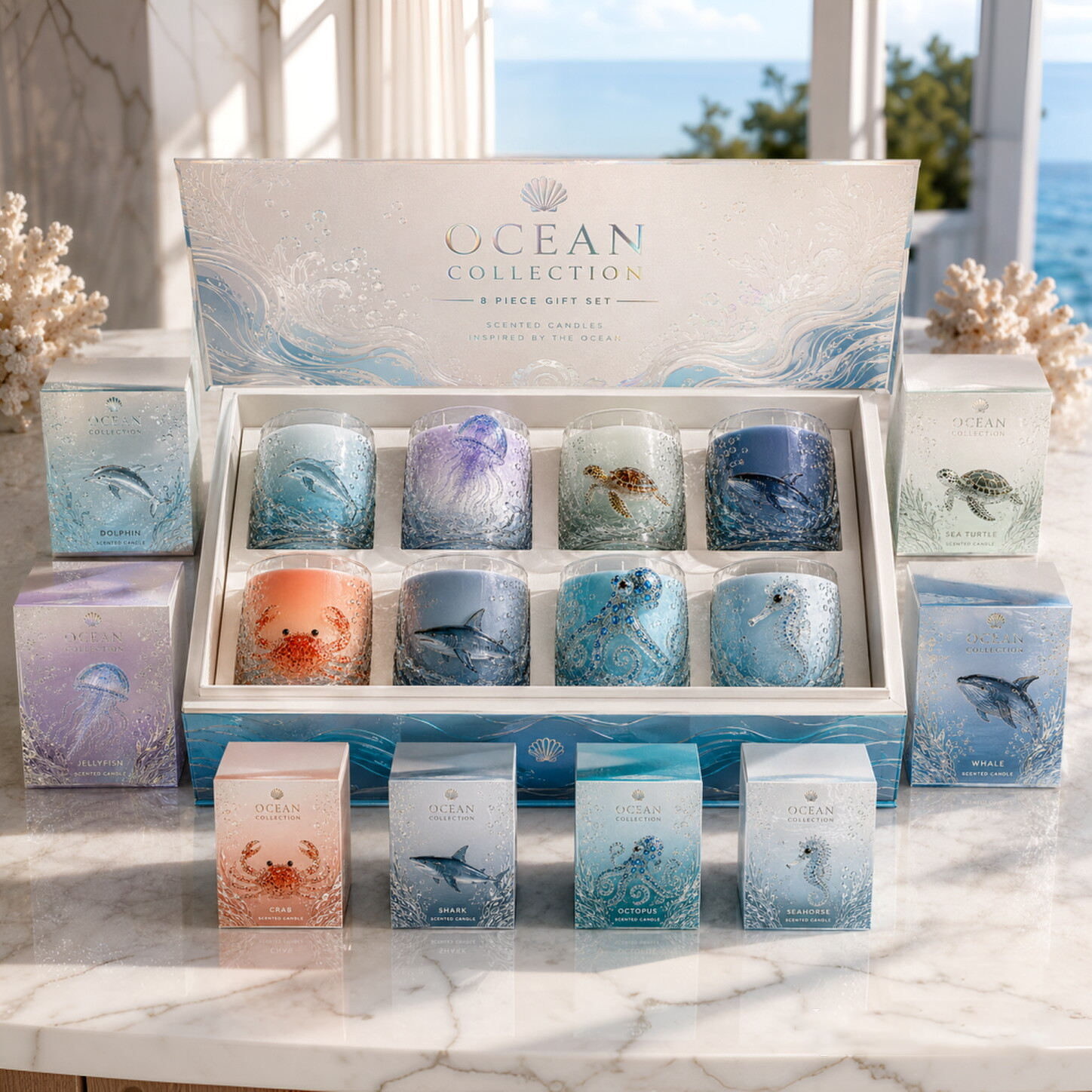 Ocean-inspired scented candles—crafted for moments of serenity.