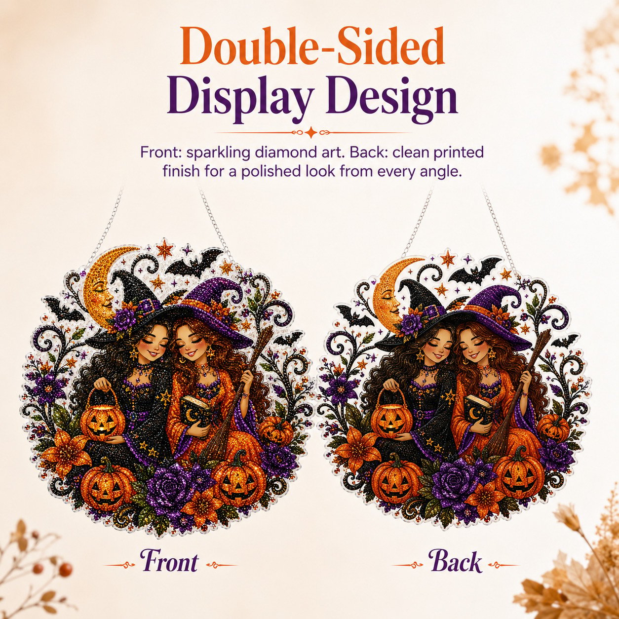 🔥Last Day 49% OFF - 🧙‍♀️🎃Halloween Witch Friendship Diamond Art Window Suncatcher