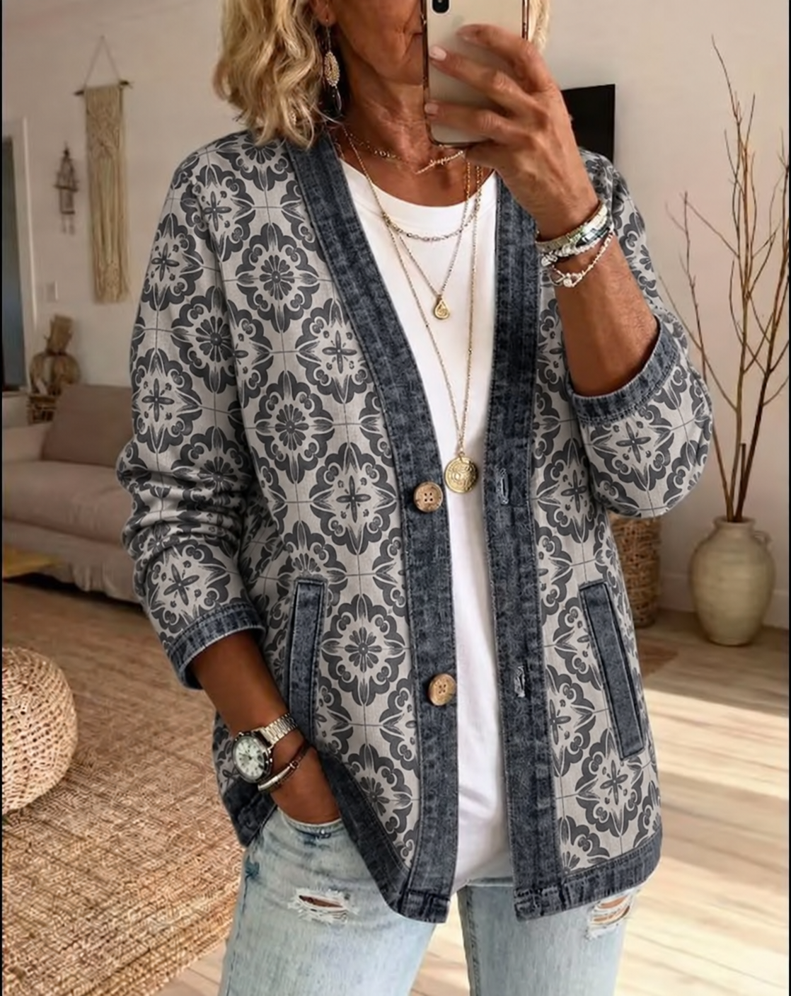 🤲LAST DAY SAVE 49% ⏰Denim Cardigan For Women Classic Button Front Denim Jacket