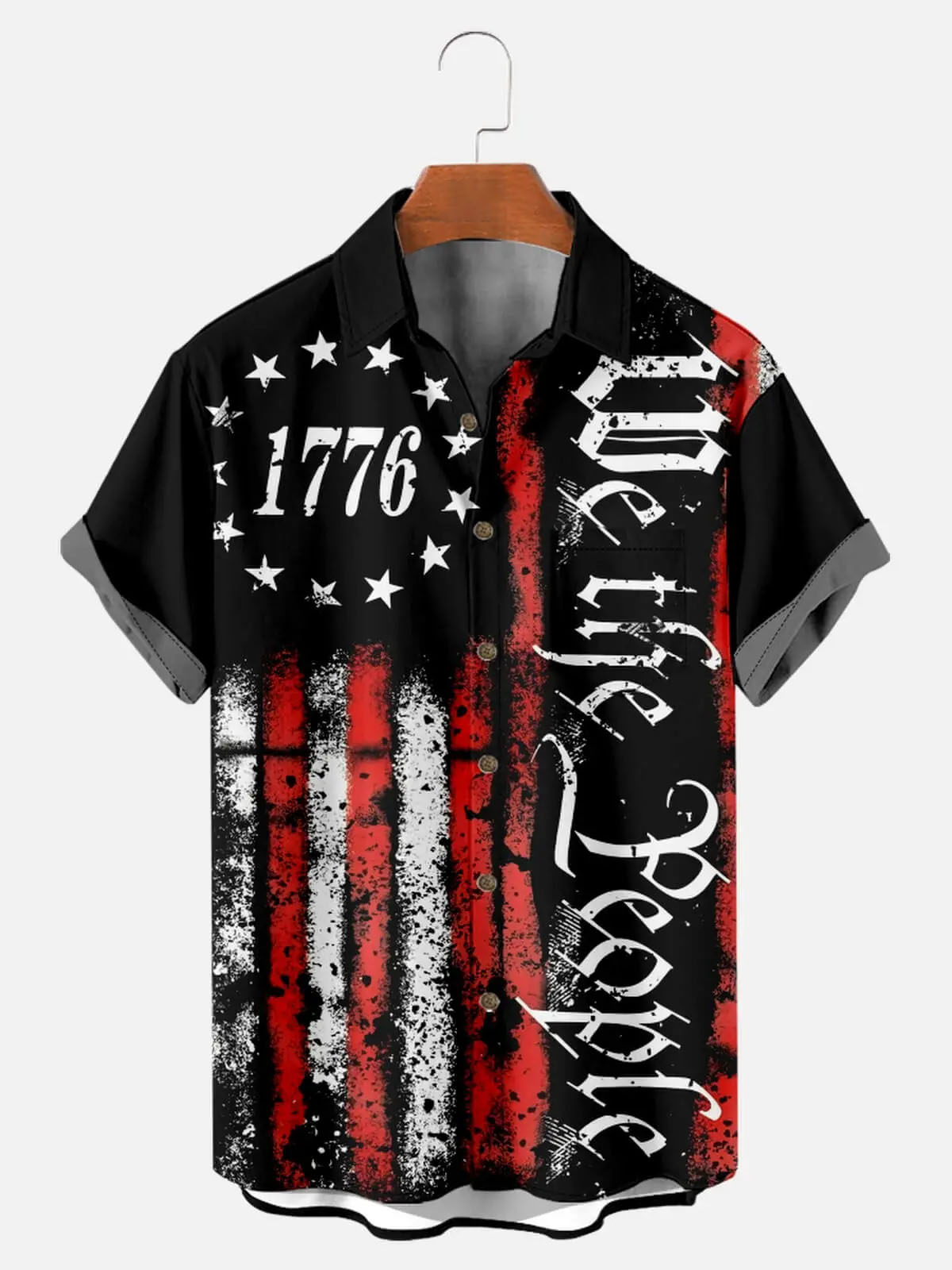 Men's 1776 We The People Vintage Flag Short Sleeve Shirt