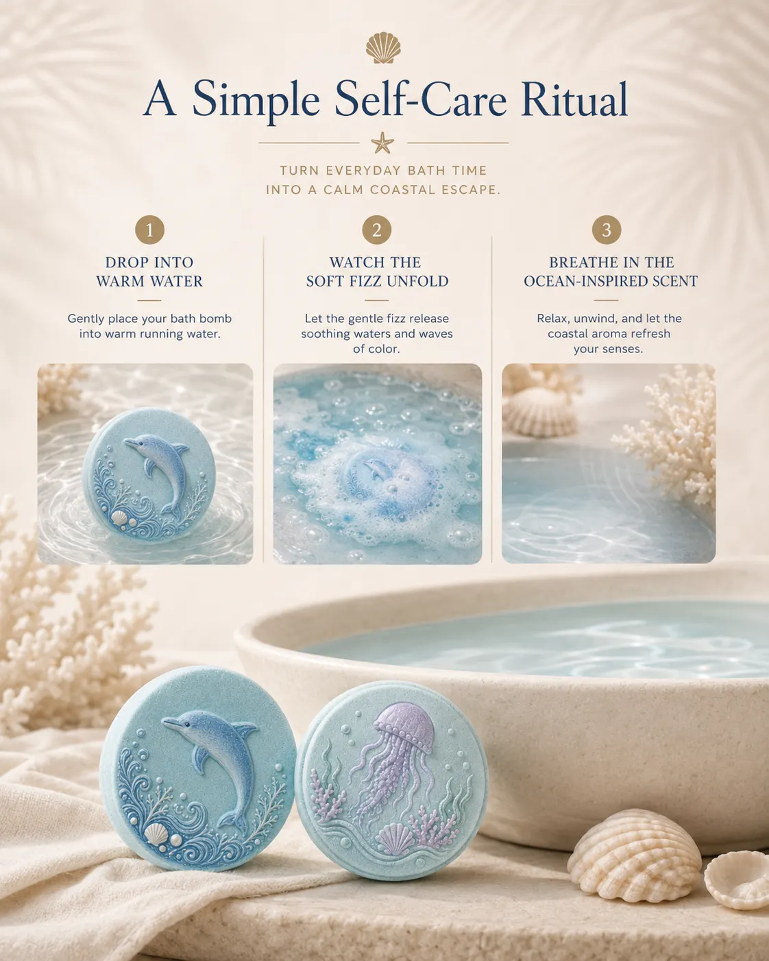 Ocean Friends Bath Bombs Gift Set, Cute Sea Animal Fizzy Bath Bombs for Kids & Adults