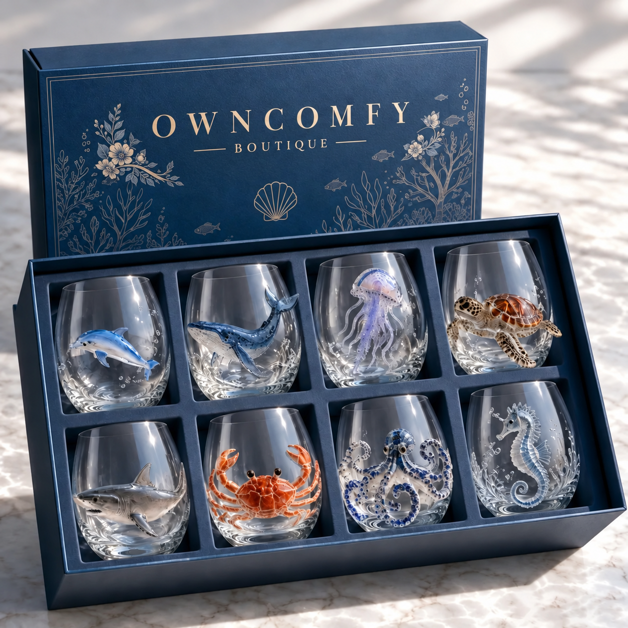 🔥 Last Day 49% OFF – 🌊 3D Ocean Animal Artisan Glassware Collection