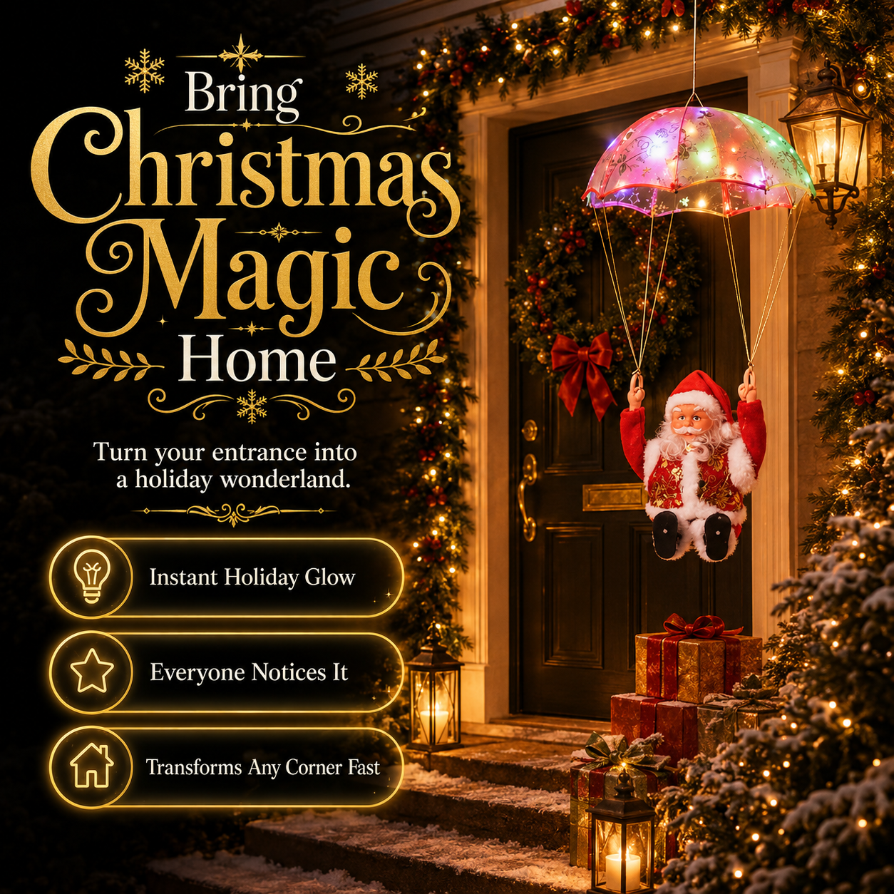 🎄Christmas Early Bird Sale - ✨LAST DAY 49% OFF- Light-Up Parachuting Santa Christmas Decoration 🎅💎