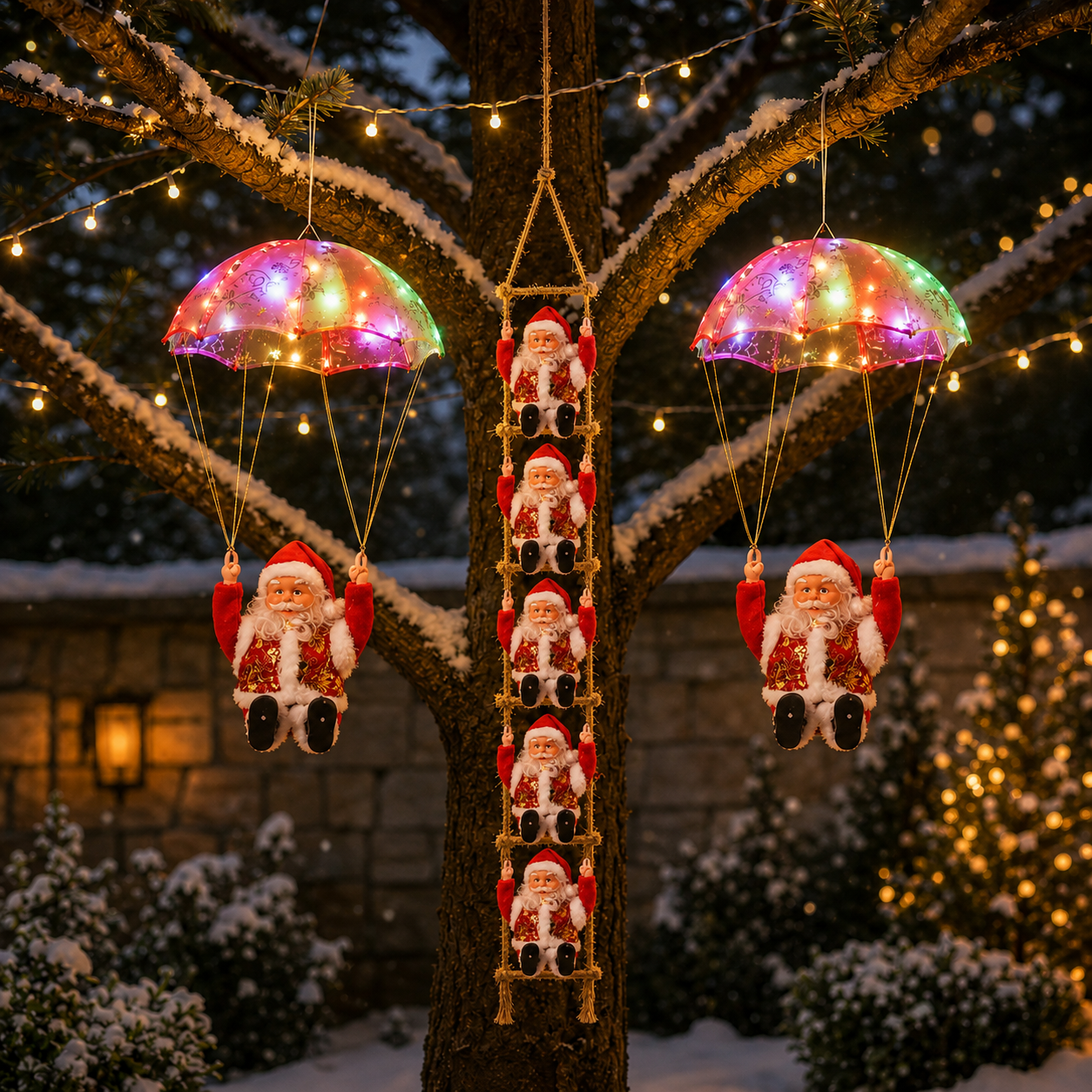 🎄Christmas Early Bird Sale - ✨LAST DAY 49% OFF- Light-Up Parachuting Santa Christmas Decoration 🎅💎