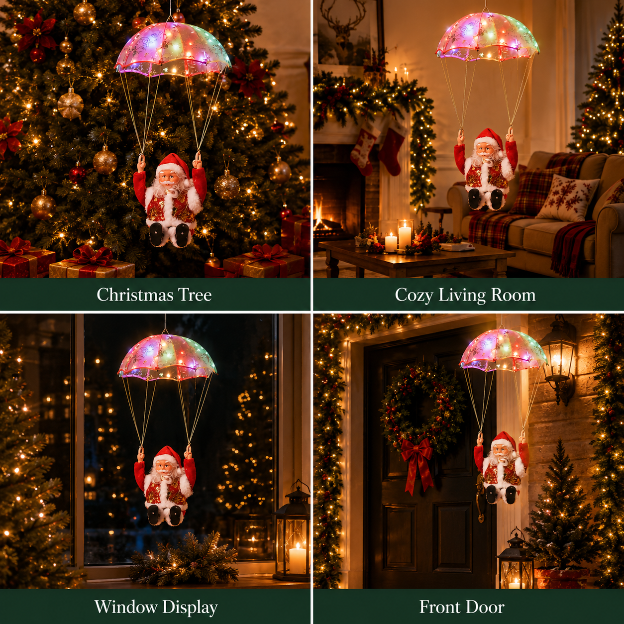 🎄Christmas Early Bird Sale - ✨LAST DAY 49% OFF- Light-Up Parachuting Santa Christmas Decoration 🎅💎