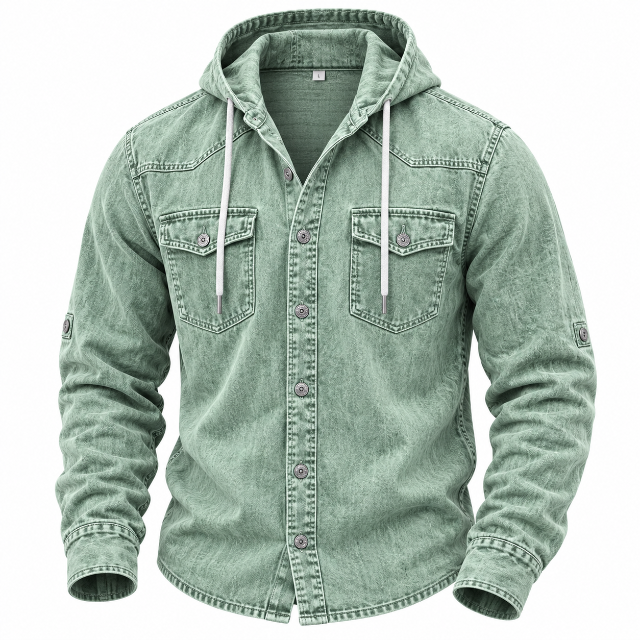 Vintage Washed Hooded Western Shirt