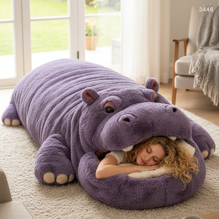 Animal-Shaped Sleeping Bag - Hippo-02