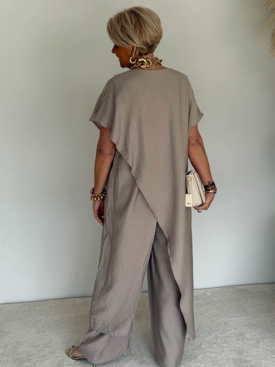 Cozy Loose-fit Asymmetrical Design Two-piece Set