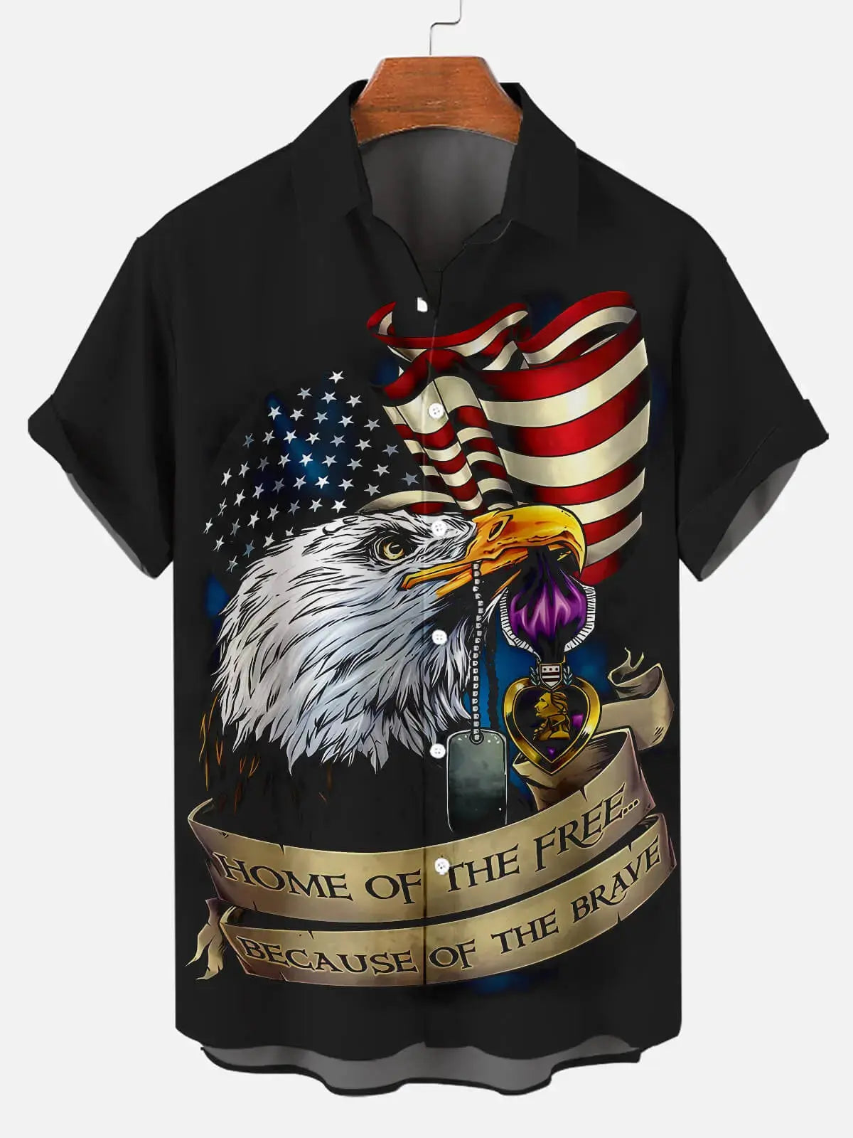 Men's Independence Day Print Casual Breathable Short Sleeve Shirt American Flag Novelty