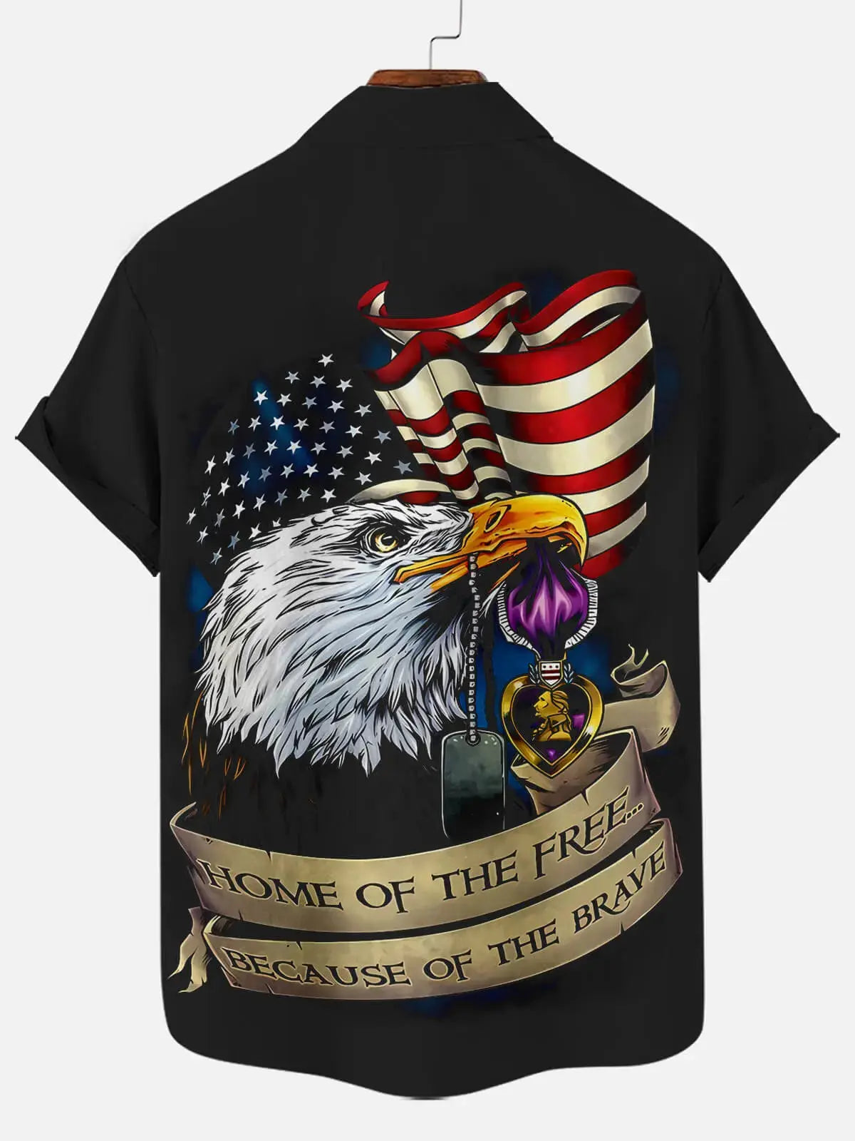 Men's Independence Day Print Casual Breathable Short Sleeve Shirt American Flag Novelty