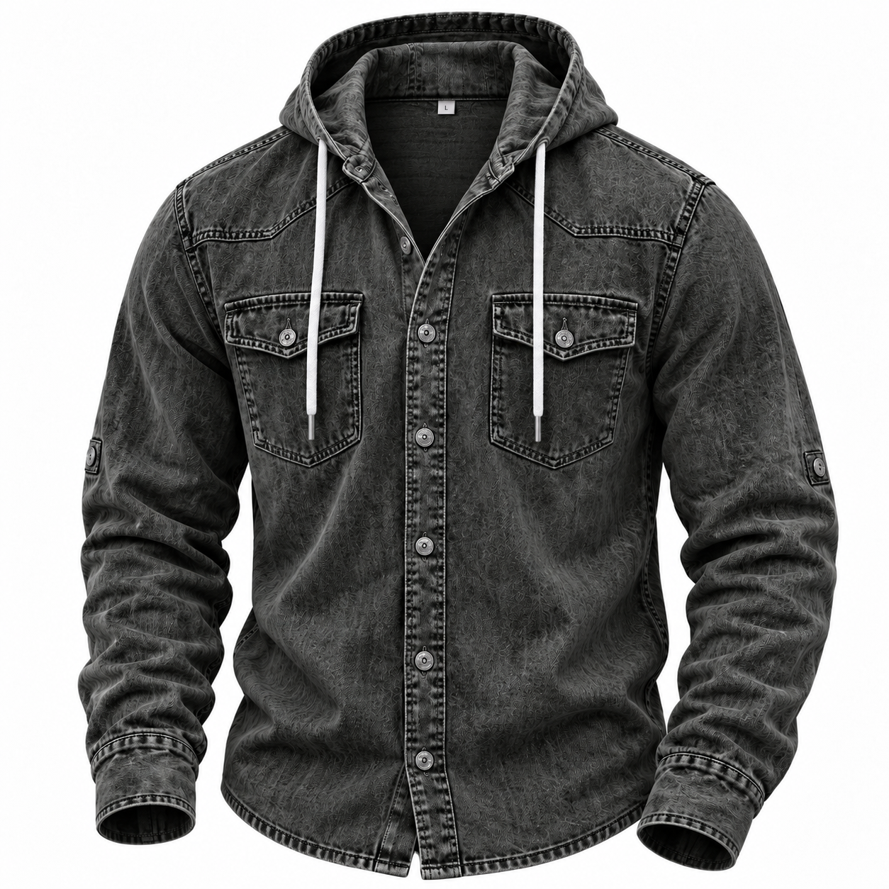 Vintage Washed Hooded Western Shirt