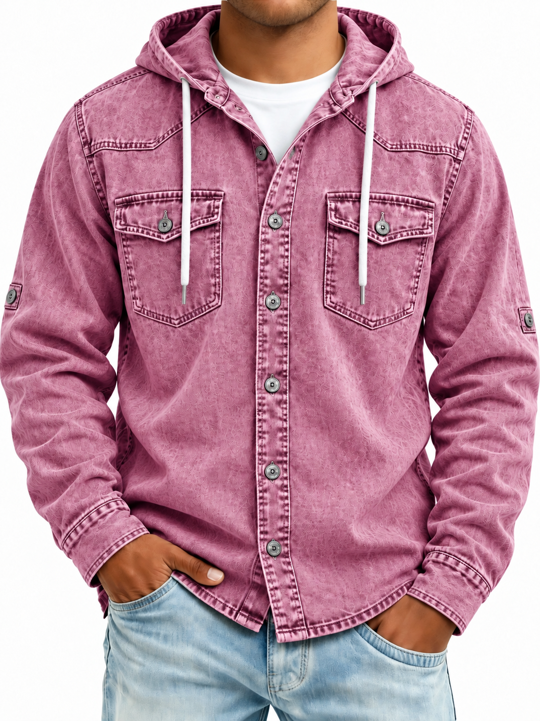 Vintage Washed Hooded Western Shirt