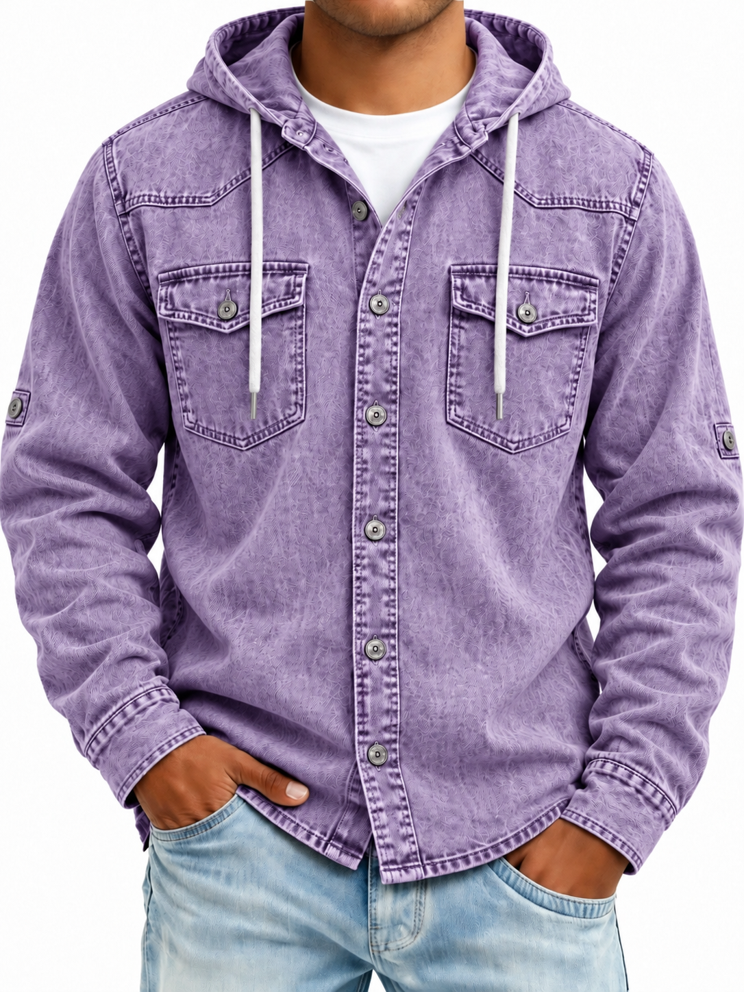 Vintage Washed Hooded Western Shirt