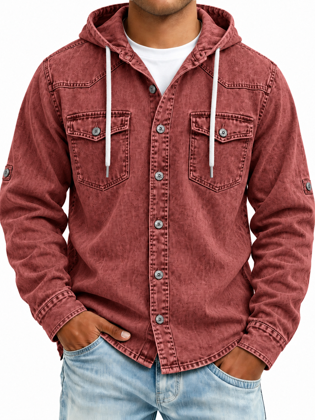 Vintage Washed Hooded Western Shirt
