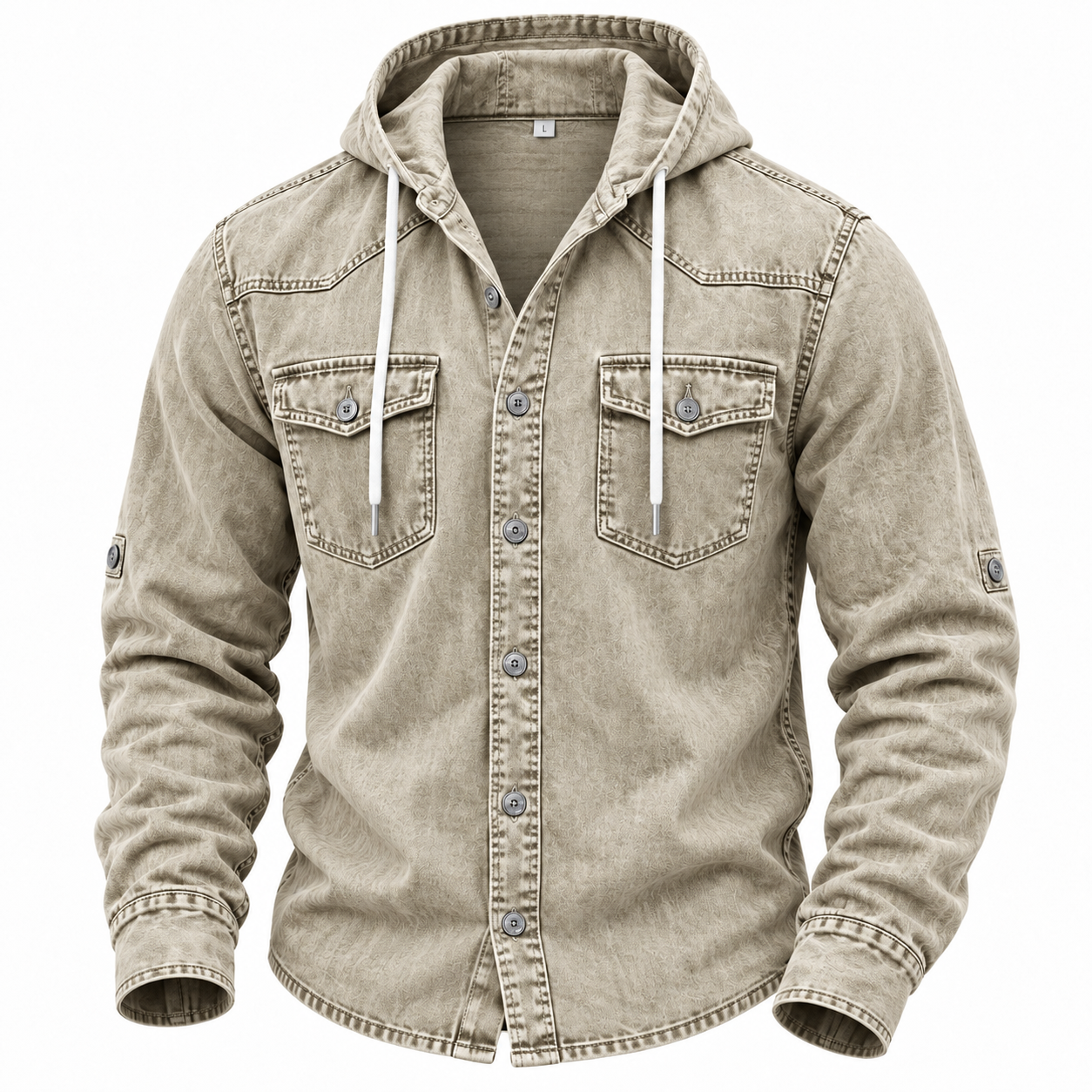 Vintage Washed Hooded Western Shirt