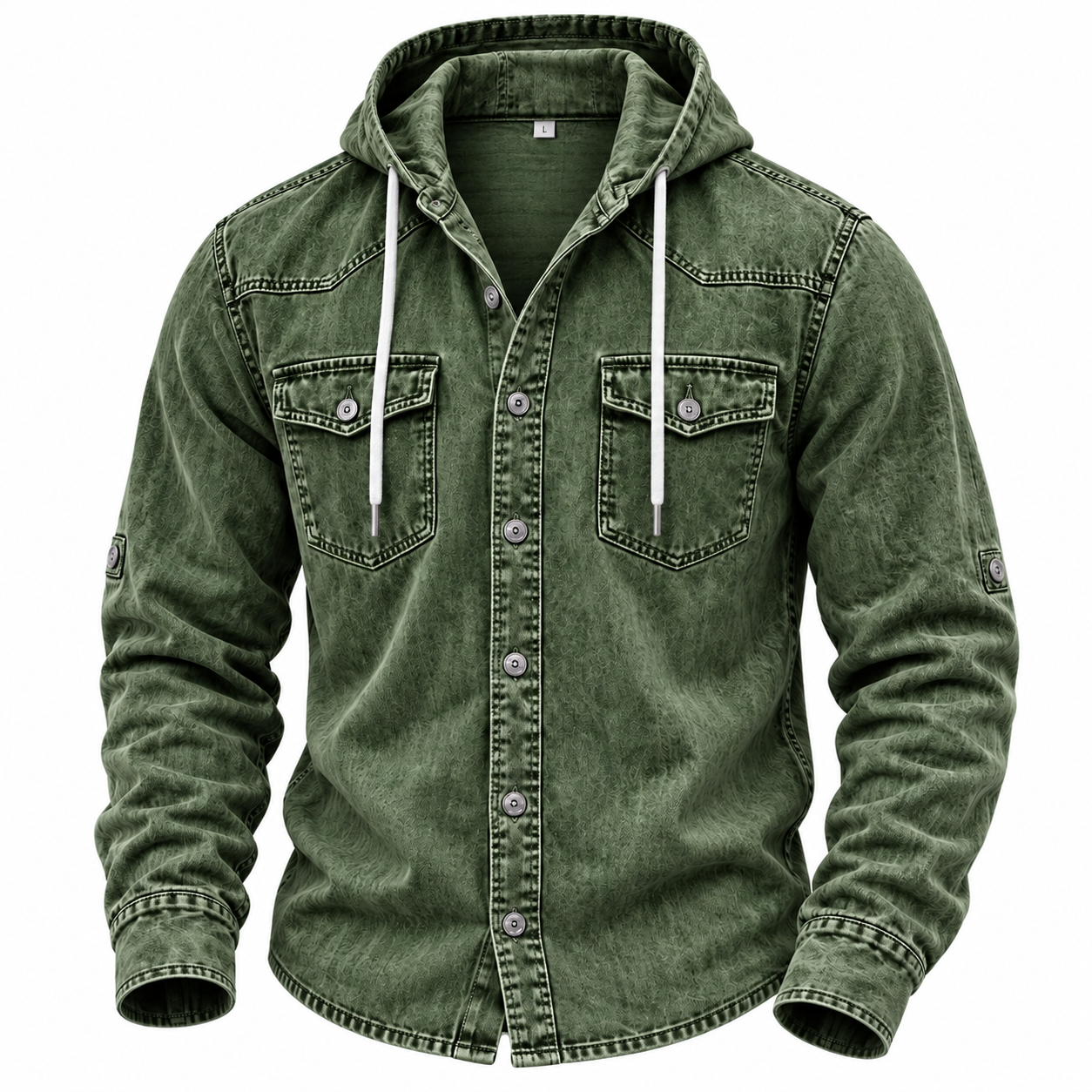 Vintage Washed Hooded Western Shirt
