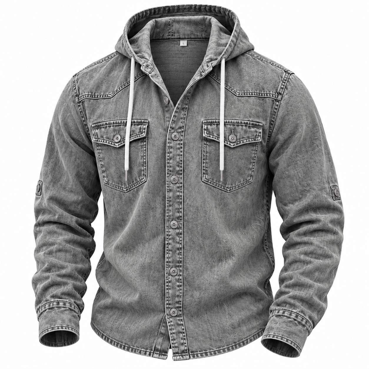 Vintage Washed Hooded Western Shirt