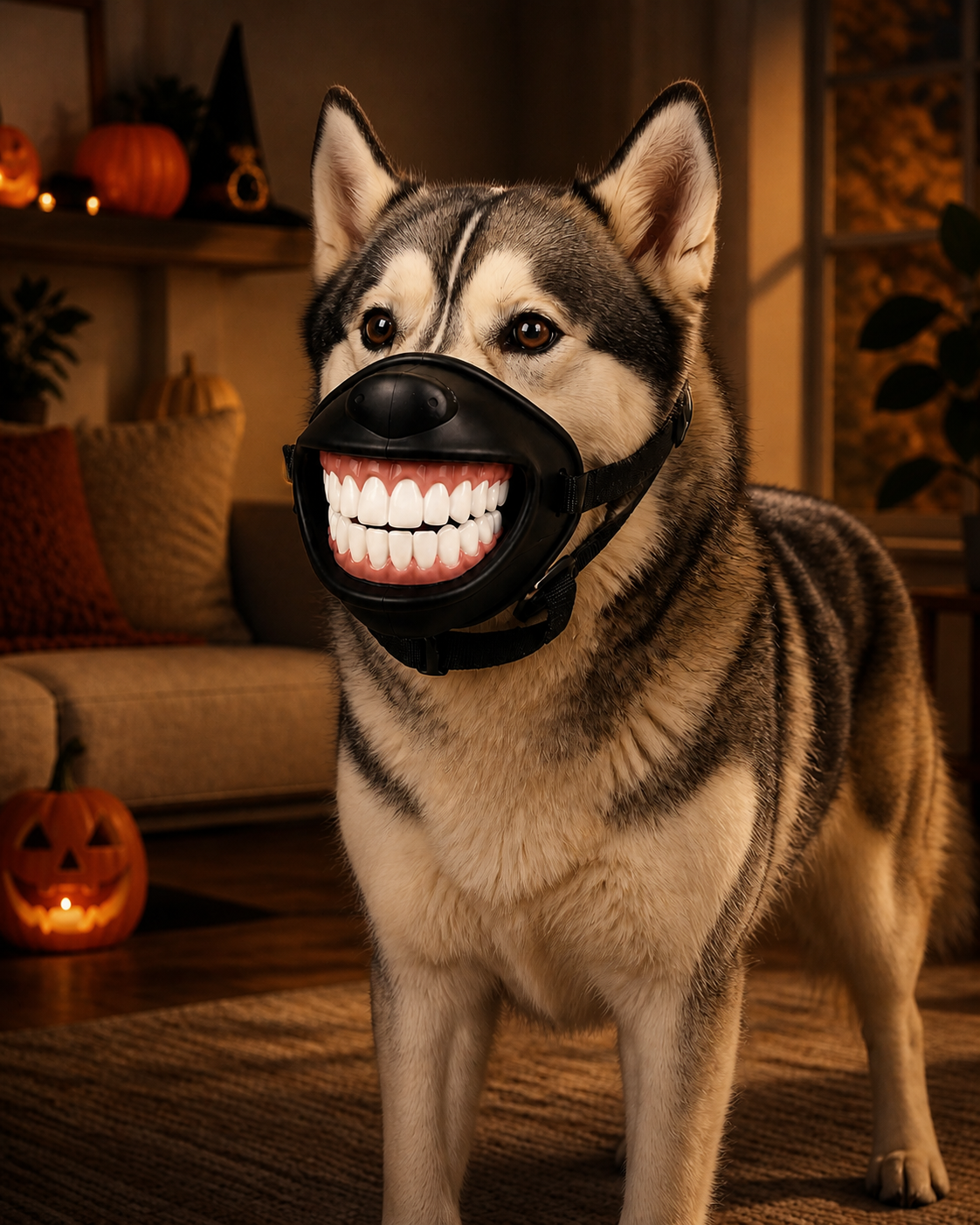 Funny Dog Smile Muzzle - Novelty Pet Accessory