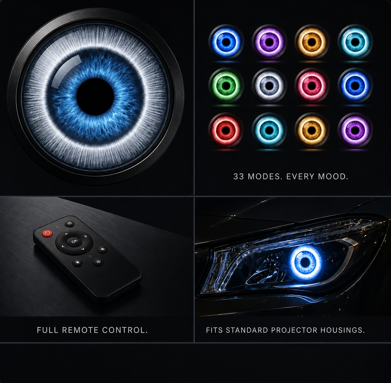 Adaptive RGB Moving-Eye Projector Headlight Kit