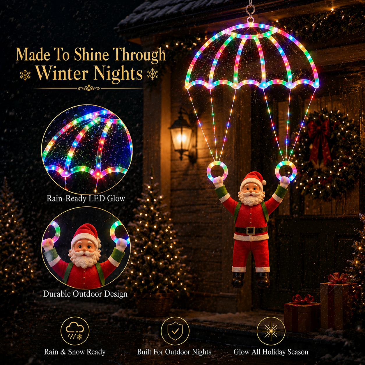 🎄Christmas Early Bird Sale - ✨LAST DAY 49% OFF- Light-Up Parachuting Santa Christmas Decoration 🎅💎