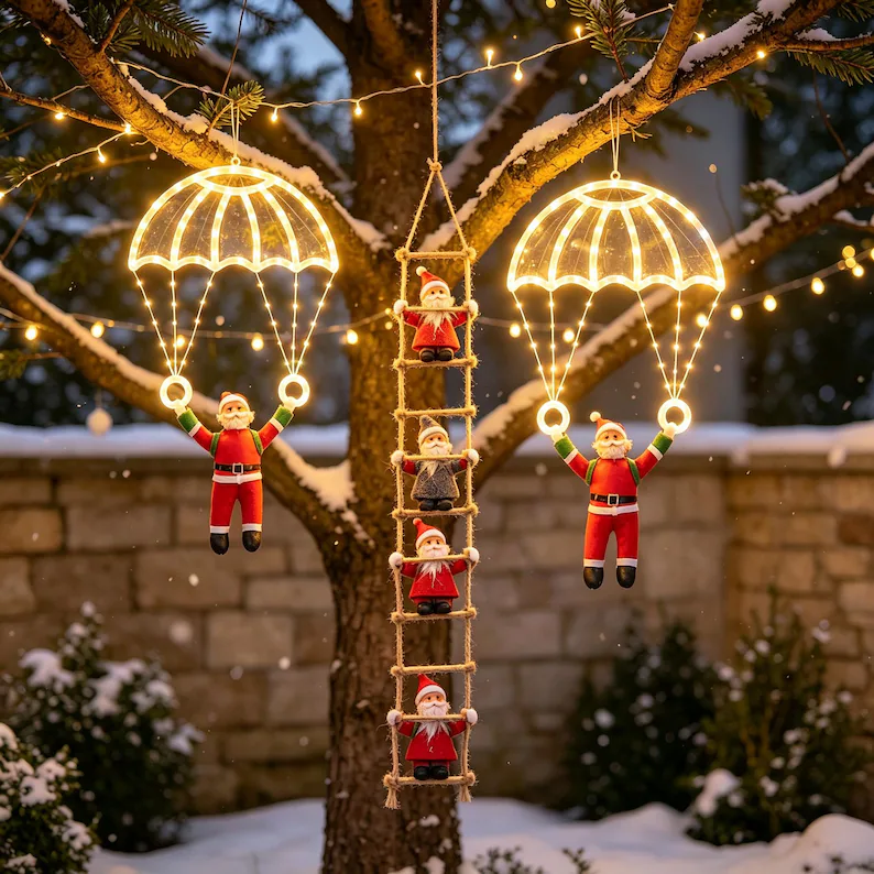 🎄Christmas Early Bird Sale - ✨LAST DAY 49% OFF- Light-Up Parachuting Santa Christmas Decoration 🎅💎