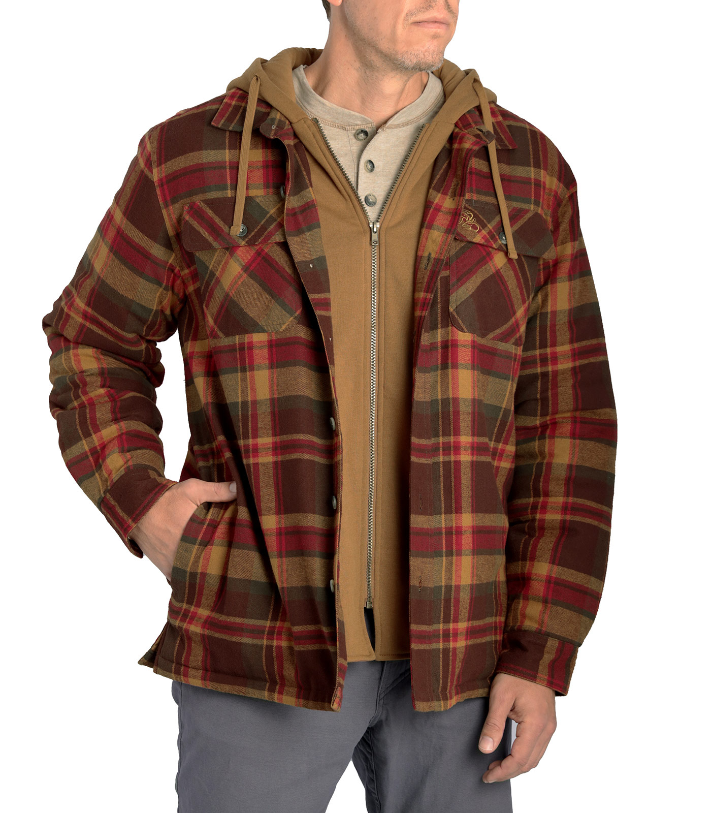 Men's Maplewood Hooded Flannel Shirt Jacket