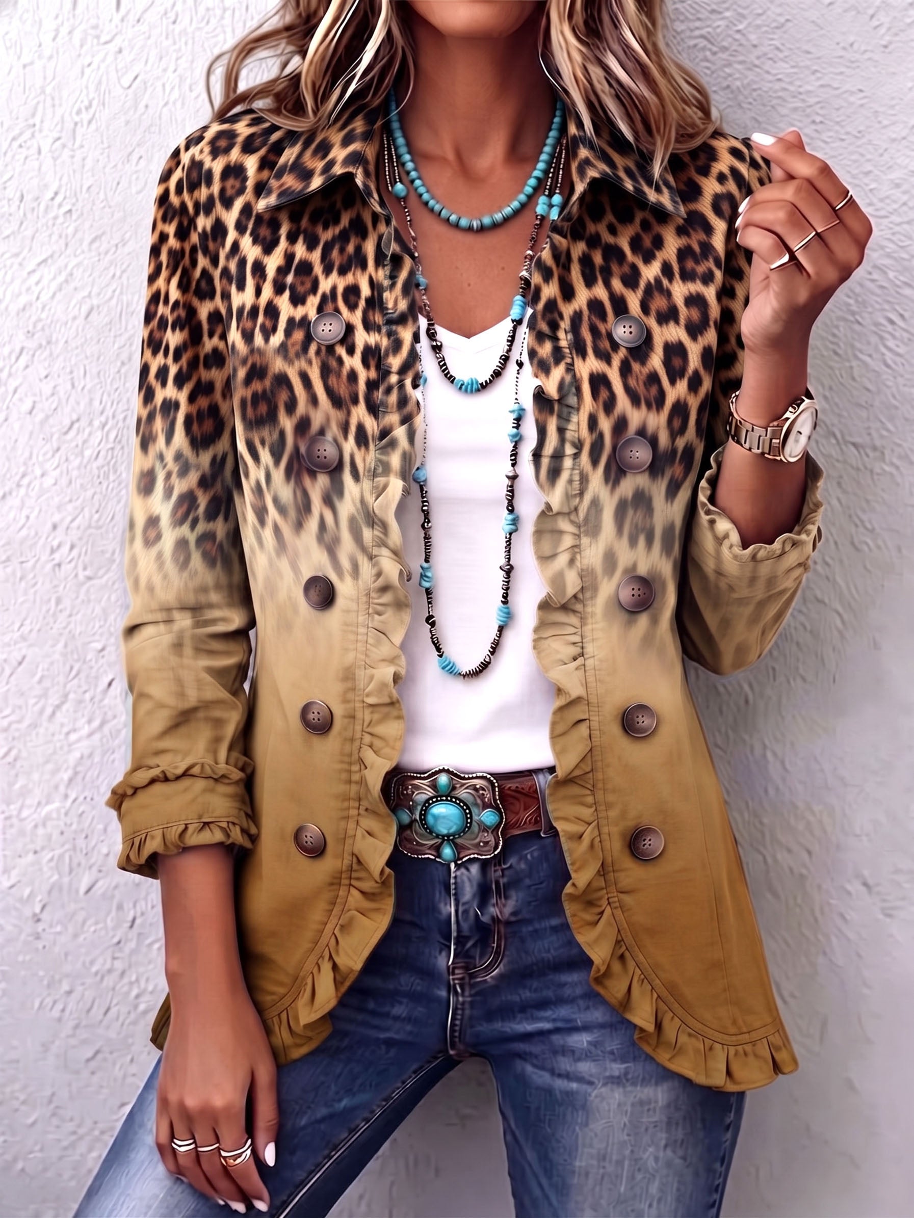 🤲LAST DAY SAVE 49% ⏰Boho-chic Floral Embroidered Utility Ruffled Trim Jacket