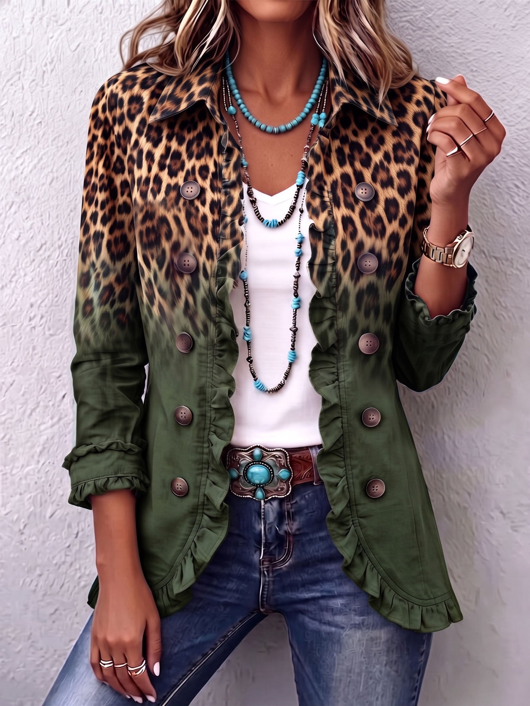 🤲LAST DAY SAVE 49% ⏰Boho-chic Floral Embroidered Utility Ruffled Trim Jacket